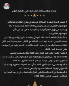 اتحاد الكرة يعتمد الأندية المصرية المشاركة في إفريقيا 2026-2027